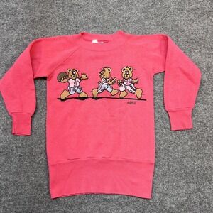 Vintage 80s Lingo Sweatshirt Kids Small 6-8 Pink Fleece Football Bears USA MADE